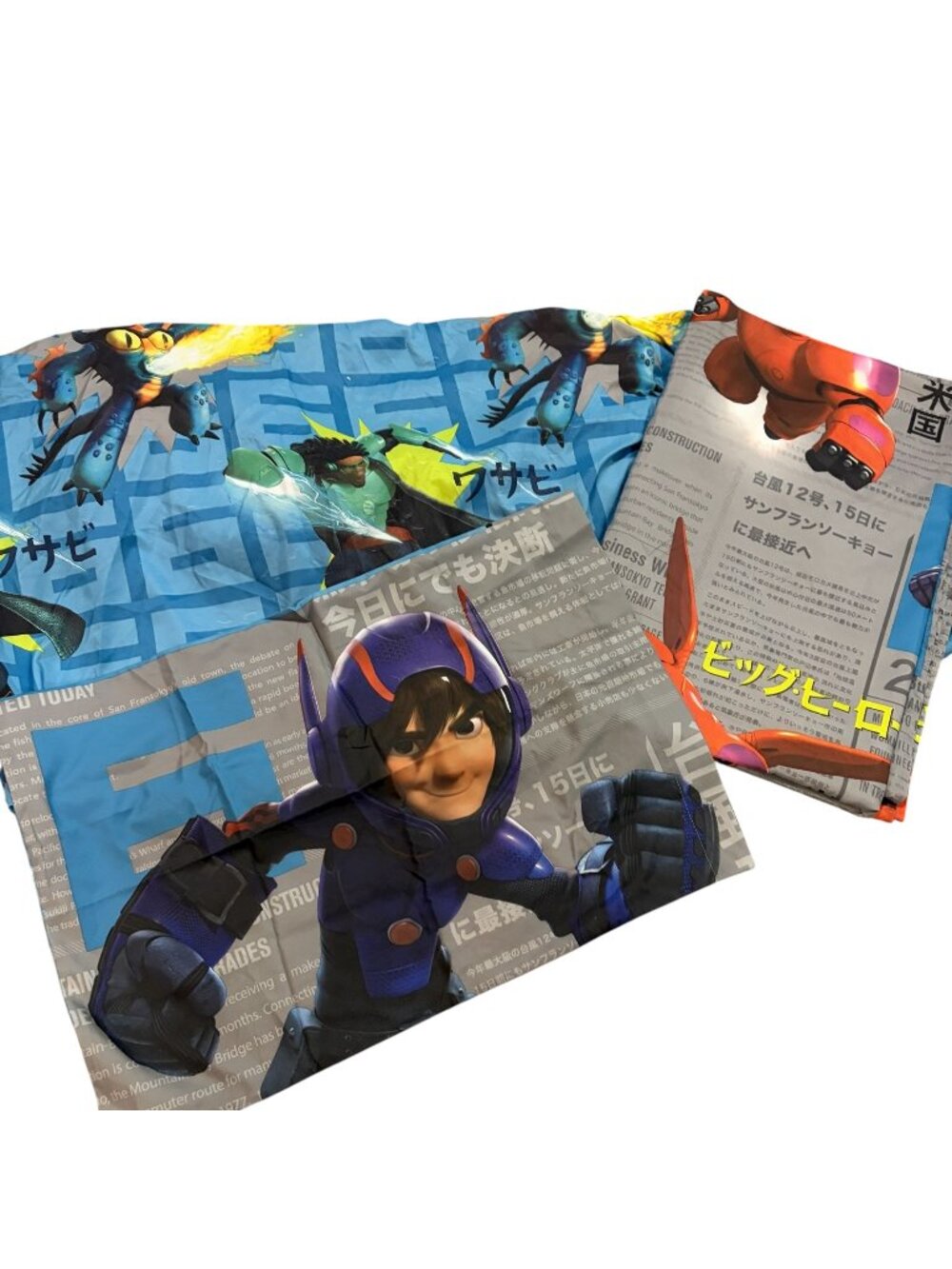 Disney Big Hero 6  Twin Sheets 3pc Set Newspaper Print Baymax Hiro